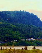 Tillamook Head and kite flying in background: Lewis & Clark Saltmakers return to Seaside, Oregon 2012
