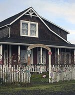 Butterfield Cottage Exterior, decorated as Gingerbread House, Seaside, Oregon, USA